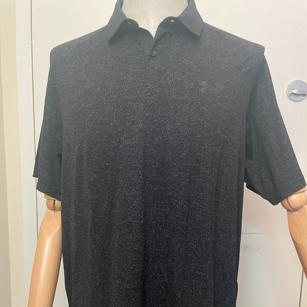 Under Armor Men’s Black & Gray Golf Polo Shirt | Short Sleeve | Size L